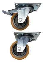 Kit 12 Rodizio Alumínio Pu 3pol. Placa (4 C/ Freio + 8 Sem) Kit 12 Rodizio Alumínio Pu 3pol. Placa (4 C/ Freio + 8 Sem)