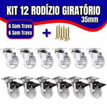 Kit 12 Rodízio Giratório Em Gel Rodinha Silicone Para Móveis 35mm 6 Com Freio 6 Sem Freio Anti Risco
