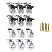 Kit 12 Rodízio Giratório Gel Rodinha Silicone 50Mm Parafusos