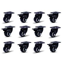 Kit 12 Rodízio Linha Black Placa 41mm Móveis 6 Com Freio 6 Sem Freio Placa 360kg Preto - Colson Kit 12 Rodízio Linha Black Placa 41mm Móveis 6 Com Freio 6 Sem Freio Placa 360kg Preto - Colson