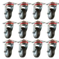 Kit 12 Rodízios Giratórios 3 Polegadas Borracha - Suporta até 40 kg Cada - Durabilidade e Qualidade