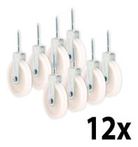 Kit 12 Roldana Branca Plástica Com Parafuso 4cm Kit 12 Roldana Branca Plástica Com Parafuso 4cm