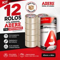 Kit 12 rolos de fita Adesiva Transparente 45mm x 40m Adere Empacotamento Kit 12 rolos de fita Adesiva Transparente 45mm x 40m Adere Empacotamento