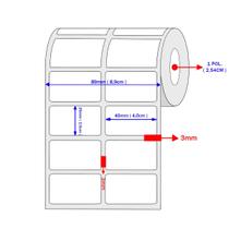 Kit 12 Rolos Etiqueta Adesiva 40x25x2 32m Couchê Branca C/ 27.432 etiquetas