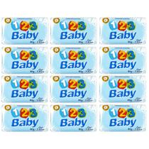 Kit 12 Sabonetes Infantis 123 Baby Azul ou Rosa Kit 12 Sabonetes Infantis 123 Baby Azul ou Rosa