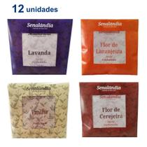 Kit 12 Sachê Perfumado Gaveta Guarda Roupa Lavanda Laranjeira Cerejeira Vanilla de 25g - Envio Já