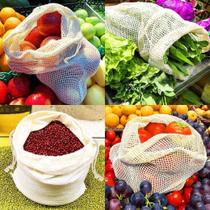 Kit 12 Saco Reutilizável Algodão De Malha Para Feira Frutas Kit 12 Saco Reutilizável Algodão De Malha Para Feira Frutas