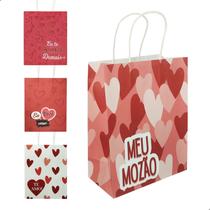 Kit 12 Sacola De Papel Para Presentes Com Frases Homenagem Dia Dos Namorados 27x21x11cm