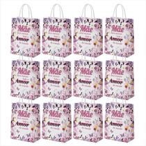 Kit 12 Sacolas De Papel Com Alça Para Presente 15x21cm Dia Das Mães Personalizadas Embalagem Saco Homenagem Brindes Coloridas Para Lembrancinhas