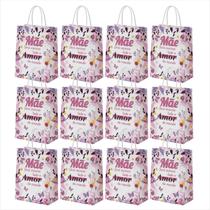 Kit 12 Sacolas De Papel Com Alça Para Presente 21x27cm Dia Das Mães Personalizadas Embalagem Saco Para Homenagens E Brindes Coloridas