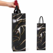 Kit 12 Sacolas para Garrafa Vinho e Bebidas 36x12x9cm com Alça de Cordão Estampada para Presentes