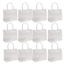Kit 12 Sacolas Transparente Alça Lembrancinha 19,8cmx19,5cm