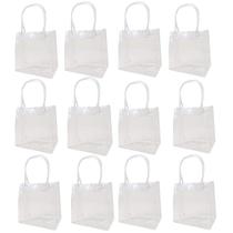 Kit 12 Sacolas Transparente C/ Alça Bolsa Lembrancinha 12cm