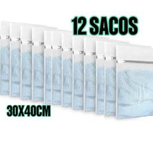Kit 12 Sacos 30x40cm Lava Roupa Facil Para Máquina de Lavar Delicadas Intimas Organizador de Roupas