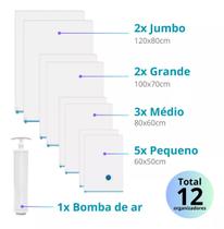 Kit 12 Sacos À Vácuo Organizador Mala Viagem Roupas Bomba Vários tamanhos