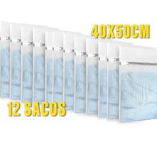Kit 12 Sacos Para Máquina de Lavar Delicadas Intimas Organizador de Roupas 40x50cm