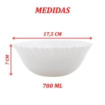 Kit 12 Saladeira Tigela Opalino Resistente a Micro-ondas 700ml Branco 17,5cm