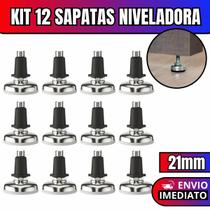 Kit 12 Sapata Niveladora Pé Nivelador Base Pezinho Para Móveis Com Bucha 21mm