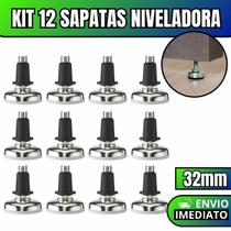Kit 12 Sapata Niveladora Pé Nivelador Base Pezinho Para Móveis Com Bucha 32mm Kit 12 Sapata Niveladora Pé Nivelador Base Pezinho Para Móveis Com Bucha 32mm