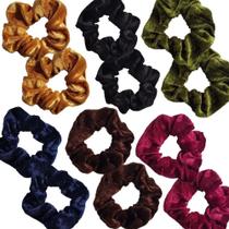 Kit 12 Scrunchies Xuxinhas Veludo Pretas e Coloridas