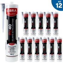 Kit 12 Selantes PU 40 Selante de Poliuretano Adesivo Vedante Cibra Flex Preto
