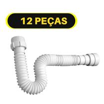 Kit 12 Sifão Simples Sanfonado Universal Tubo Extensivo Para Pias