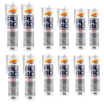 Kit 12 Silicone Selante PU 40 Mundial Prime 400g Cinza