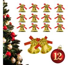 Kit 12 Sinos 4cm Decoração Enfeite Natalino Árvore Natal Kit 12 Sinos 4cm Decoração Enfeite Natalino Árvore Natal