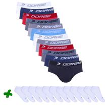 Kit 12 Slip Microfibra + 12 Pares Meia Soquete Dorbe