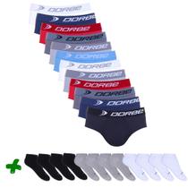 Kit 12 Slip Microfibra + 12 Pares Meia Soquete Dorbe