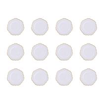 Kit 12 Sousplat Branco Dourado Polipropileno 25Cm Rafimex