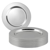 Kit 12 Sousplat Redondo Mesa Posta Jantar Em Aço Inox Prateado 32cm