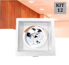Kit 12 Spot Embutir AR70 Recuado Quadrado Branco + Lamp BQ