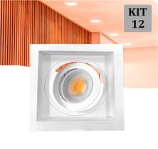 Kit 12 Spot Embutir MR11 Recuado Quadrado Branco + Lamp BQ