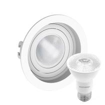 Kit 12 Spot Embutir Redondo Recuado Par20 Branco + Lâmpada Led 4,8w 4000k