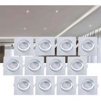Kit 12 Spot Led Par20 Embutir Quadrado Direcionável Bivolt 7w