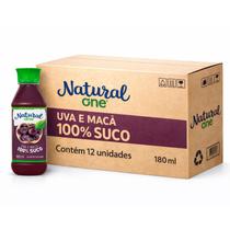 Kit 12 Suco de Uva e Maçã NATURAL ONE 180ml 100% suco