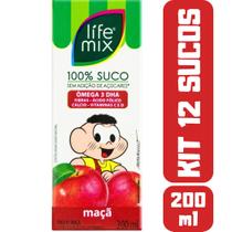 Kit 12 Sucos Life Mix Kids 200ml Turma Da Mônica Sabor Maçã