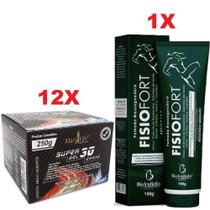 Kit 12 Super Gel 30 Ervas 250g + 1 Pomada Fisio Fort 150g