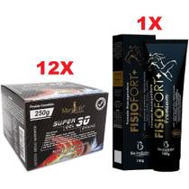 Kit 12 Super Gel 30 Ervas 250g + 1 Pomada Fisio Premium 150g