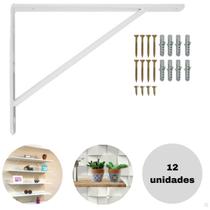 Kit 12 Suporte Mão Francesa 40cm + Parafusos + Buchas