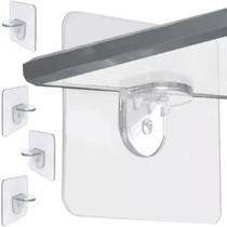 Kit 12 Suportes Adesivo Para Prateleira Mão Francesa Transparente