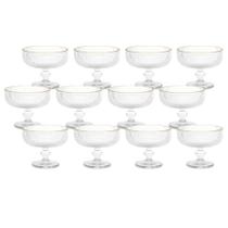 Kit 12 Taça Graffiato Canelado Borda Dourada Sobremesa 320ml Kit 12 Taça Graffiato Canelado Borda Dourada Sobremesa 320ml