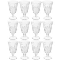 Kit 12 Taças Água Vidro 240ml Lyor Decorada Cristal Palm Servir Suco Incolor