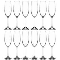 Kit 12 Taças de Champanhe 220ml Espumantes Cristal Copos Titânio Sense