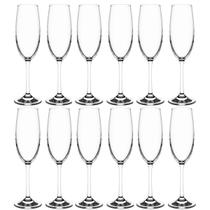 Kit 12 Taças de Champanhe 220ml Espumantes Cristal Copos Titânio Sense