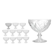 Kit 12 Taças Sobremesa Vidro 380ml Diamond Sorvete Doces Mousse Açaí Frutas Gelatina Cozinha Mesa