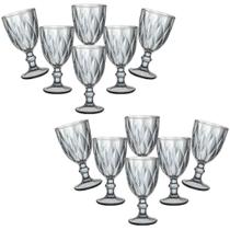 Kit 12 Taças Vidro Diamond 340ml Água Refri Suco Vinho