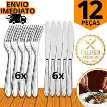 Kit 12 Talheres Talher Inox Premium Garfo E Faca Refeição Restaurante Lanchonete Cozinha Buffet