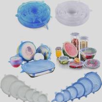 Kit 12 Tampa Silicone Universal Veda Tudo Panela Recipiente 2 x Kits de 6